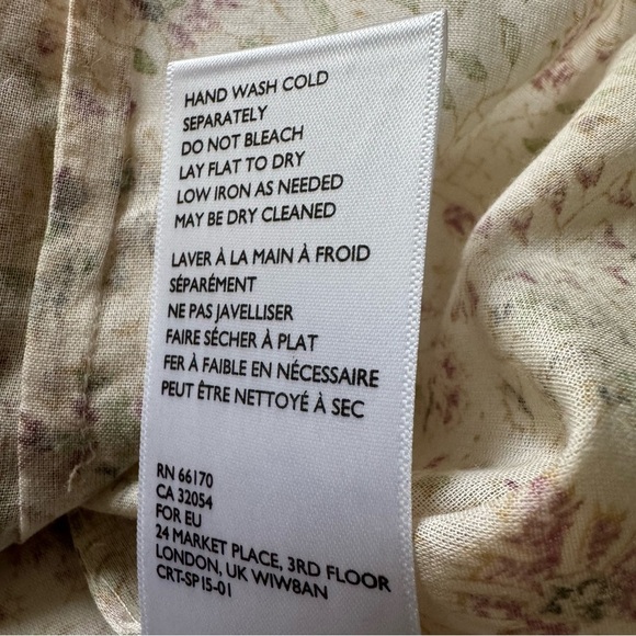 Cleobella Katy Victorian Floral Cream Ruffled Tie Front Blouse size XS - Picture 11 of 12